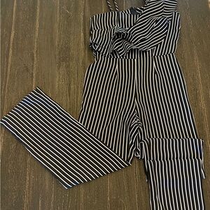 Black and White Striped Jumpsuit